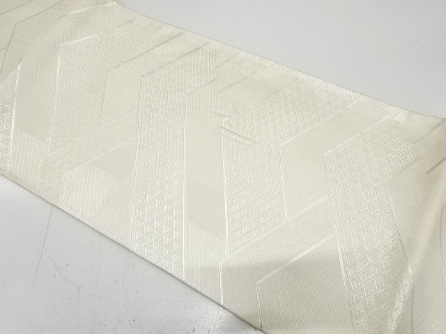 アンティーク　岡野製　佐賀錦　山並に古典柄織り出し全通袋帯（材料）